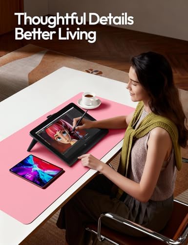YSAGi Leather Desk Protector, Office Mat, Large Mouse Mat, Non-Slip PU Leather Blotter, Laptop Desk Mat, Waterproof Writing Pad for Office and Home(Pink, 63" x 24")
