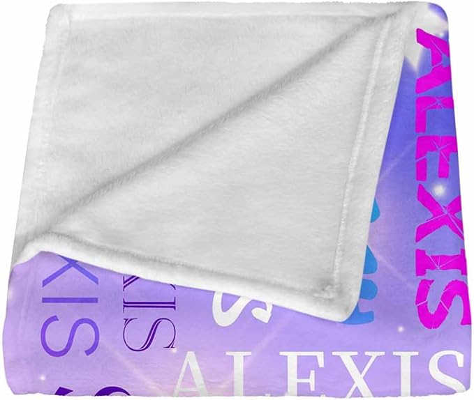Personalized Blankets and Throws Custom Blanket with Name Purple Pink Gradient Pattern Customized Flannel Blanket for Kids Christmas Gifts for Teen Girls Boys