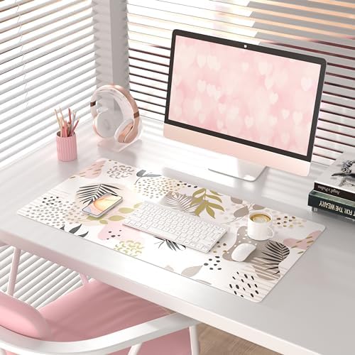 QiyI PU Leather Large Mouse Pad, Office Decor, 31.5" x 15.7", Tropical