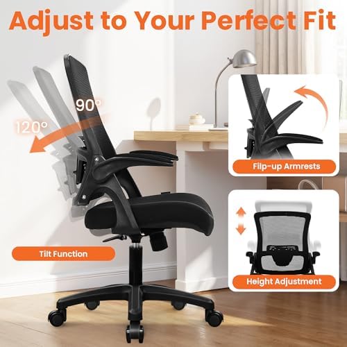 NEO CHAIR Office Desk Chair High Back Mesh Chair Adjustable Lumbar, Black