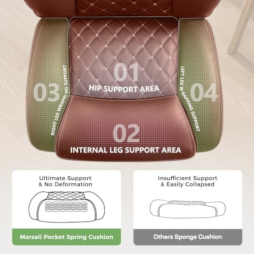Office Chair, Ergonomic Executive Desk Chair with Lumbar Support for Lower Back Pain Relief, Padded Flip-Up Armrests, Leather Home Office Chair, Brown