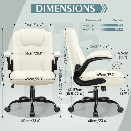 Leather Office Chair, PU Home Computer Desk Chairs with Ergonomic Back Support, 360°Swivel Free，Small Gaming Chair with Wheels and Adjustable Armrests, for Short People Use