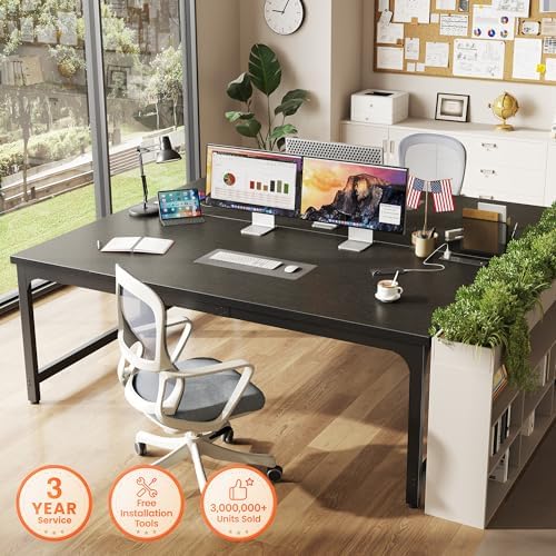 Huuger 63 x 31.5 inch Desk with Power Outlets & 0.95 Inch Thicker Desktop