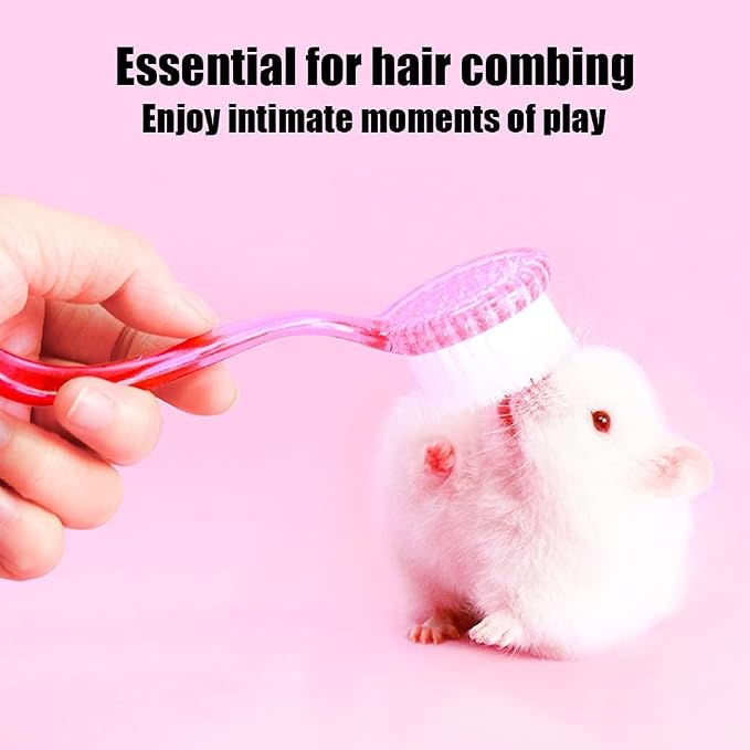 2PC Nail Cleaner Brush Pet Hair Comb Hamster Hair Grooming Cleaning Brushes Pet Animal Bathing Brushes for Guinea Pig Chinchilla Ferret Cleaning Tool (Pink)