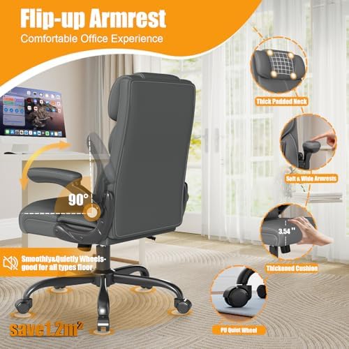 Executive Office Chair with Flip-up Armrests,Ergonomic Computer Desk Chairs