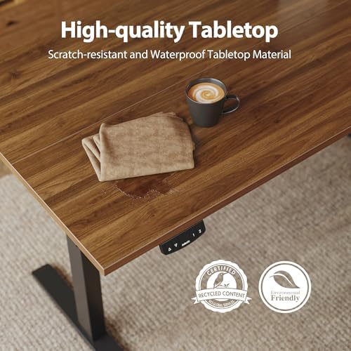 Agilestic 55*24 Inch Height Adjustable Electric Standing Desk, Dark Walnut