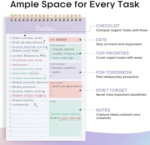 Taja To Do List Notepad, Undated Daily Planner for Work and Goal Setting