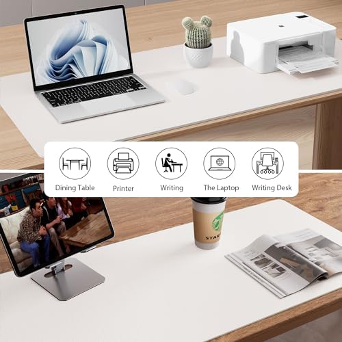 Aothia Faux Leather Desk Mat - Non-Slip PU Leather Desk Blotter, Waterproof Writing Surface, Large Desk Pad for Office & Home (Off-White, 55" x 17")