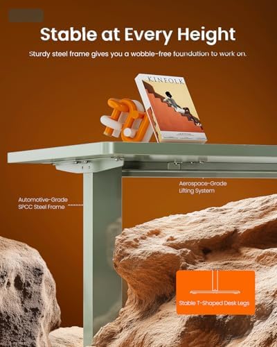 ErGear Height Adjustable Electric Standing Desk, 32 x 19 Inches Sit Stand up Desk, Memory Computer Home Office Desk,Green