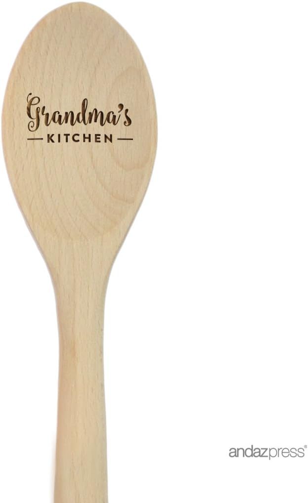 Andaz Press Laser Engraved Wooden Mixing Spoon, 12-inch, Grandma's Kitchen, 1-Pack, Nana Grandmother Mother's Day Gift Ideas