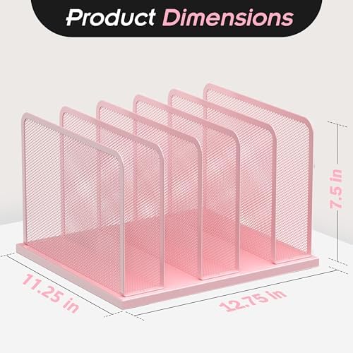 Kuntine.B 5-Section Upright Desk File Organizer Pink 1 Pack