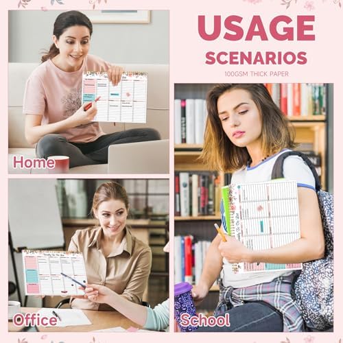 Thboxes Weekly To Do List Notepad, 8.5"x11" Desk Planner 52 Sheets, Pink