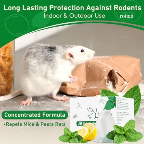 Pest Rodent Repellent, 48 Pack Peppermint Oil Repellent for Mouse Rats Spider Roach Ant Squirrel Pest Control Indoor & Outdoor, Natural Mice Deterrent Replace Trap Poisoning Family & Pet Safe Green