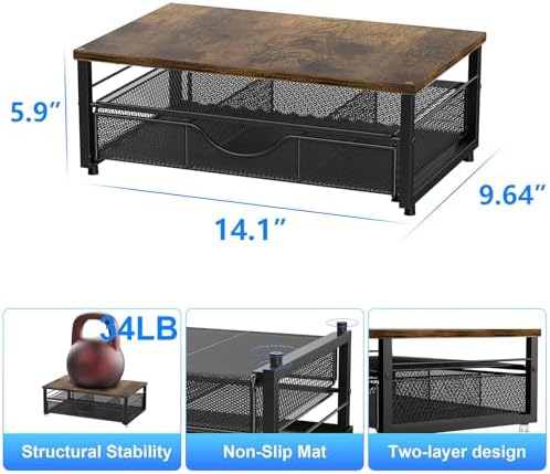 gianotter Computer Monitor Stand Riser with Drawer