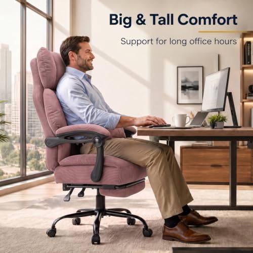 GTPLAYER Big&Tall Ergonomic Gaming Chair, Wide Spring Seat, Linkage Armrest,DPPK
