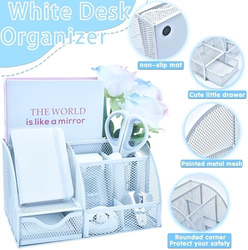 LXEVIHK White Desk Accessories 23-Piece Office Supplies Gift Set
