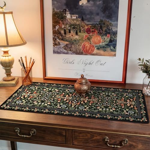 iCasso Aesthetic Floral Desk Mat,Retro Mouse Pads,31.5x11.8in, Black