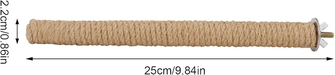 Hypeety Bird Perch Stand Natural Wood Parrot Hemp Rope Perch, 9.84''/25cm | Natural wood chewable stand, birdcage accessories toy, for macaws/cockatoos/african greys/budgies/parakeets/cockatiels, 2pcs