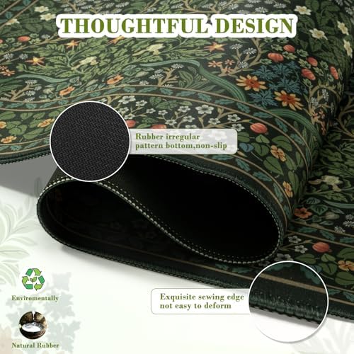 iCasso Retro Mouse Pad, Desk Pad Mat, Full Desk Large Mousepad, Green