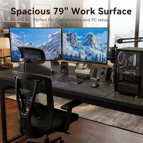 Coleshome 79 Inch Computer Desk with Power Outlet