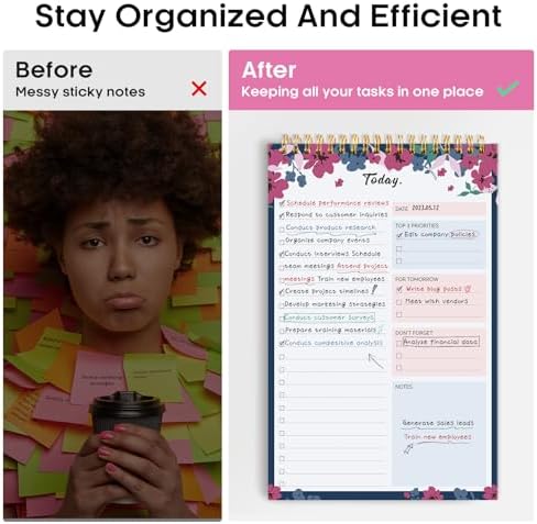Taja To Do List Notepad, Undated Daily Planner for Work and Goal Setting