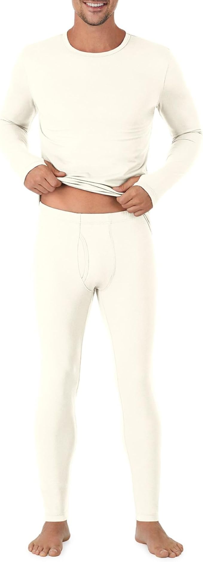 Cuddl Duds Mens Heavyweight Cold Weather Fleece Lined Thermal Set – Long Sleeve Shirt & Leggings – Lounge Sets for Men