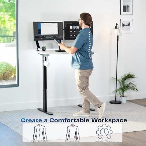 VIVO White 43 x 24 in Standing Desk, DESK-KIT-1B4W