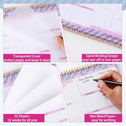 Thboxes Weekly Desk Planner, 8.5x11In To Do List Notepad, 52 Sheets, Plaid