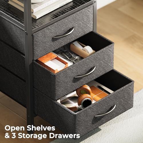Huuger L Shaped Office Desk with Power Outlets & 3 Drawers