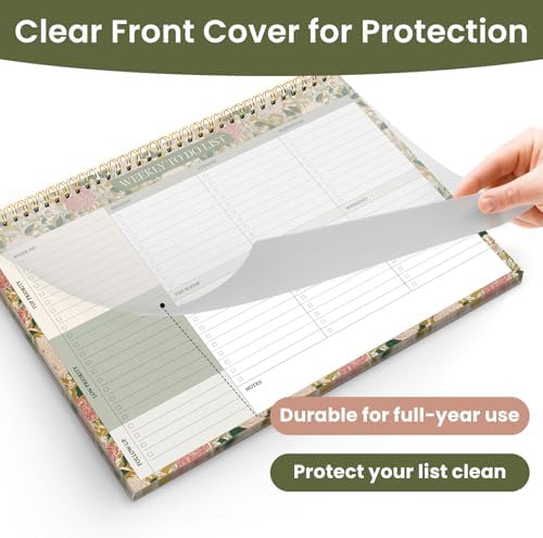 Weekly To Do List Notepad with 52 Undated Sheets（8.5"×11"）- Undated Weekly Planner Notepad for Office Desk Accessories and Supplies - Olive Grove