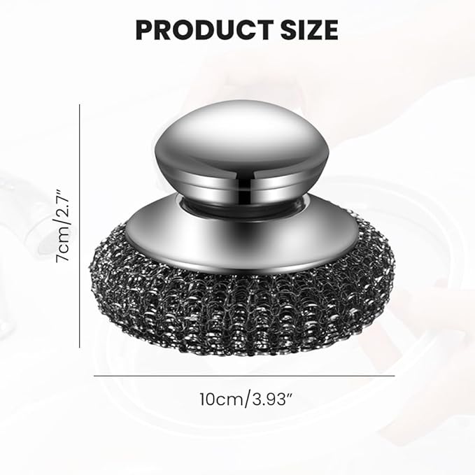 2026 New Steel Wool Scrubber, Stainless Steel Dish Scrubber with Handle for Cleaning Dishes, Iron Pots, Stoves, Wash Sink (4pcs)