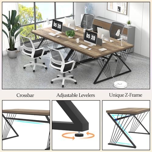 FOLUBAN Computer Desk, Modern Home Office Desk, Industrial Wood and Metal Study Writing Work PC Table for Bedroom Living Room, Rustic Oak, 47 Inch