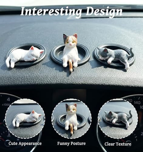 10 Pcs Cat Computer Monitor Decor, Mini Little Cats for Computer Monitor Resin Figurines, Cute Dashboard & Desk Decorations (3.9 x 2.3 in)