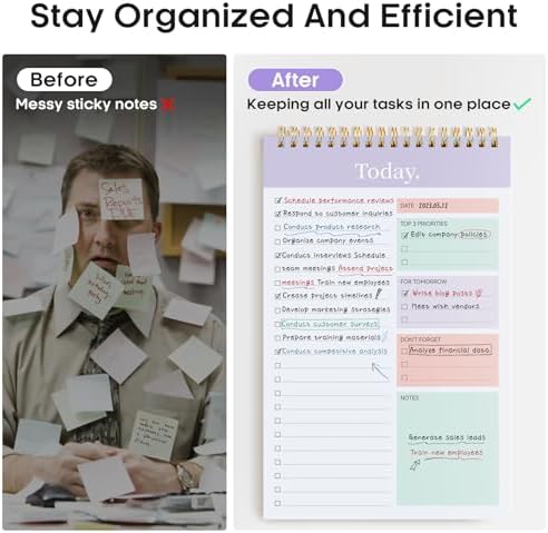 Taja To Do List Notepad, Undated Daily Planner for Work and Goal Setting