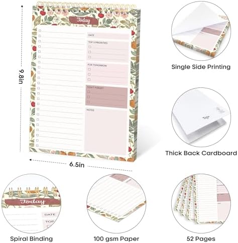 Taja To Do List Notepad, Undated Daily Planner for Work and Goal Setting