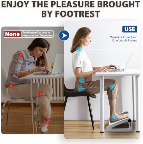 CasaZenith Foot Rest, Six Heights Adjustable Foot Rest Under Desk at Work
