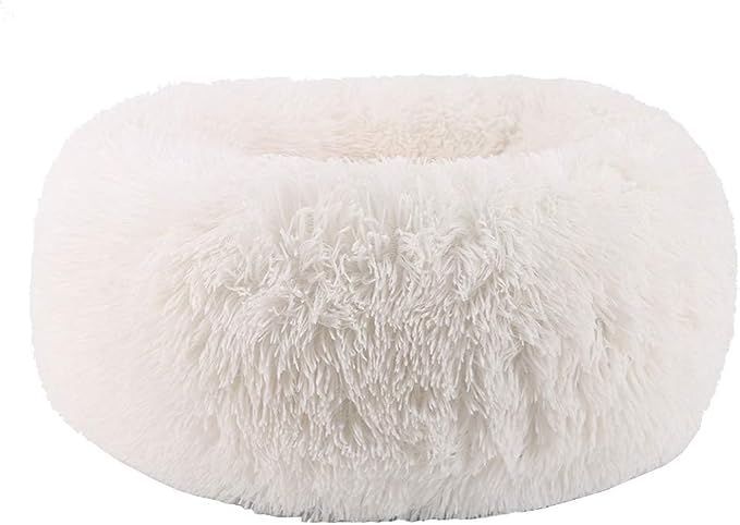 Dog Bed for Small Dogs & Cats, 24 Inch Medium Fluffy Washable Donut Bed | Plush Puppy Bed and Cat Bed for Pets up to 25 lb, High-Loft Polyester Fill with Water-Resistant Non-Skid Base for Indoor Use