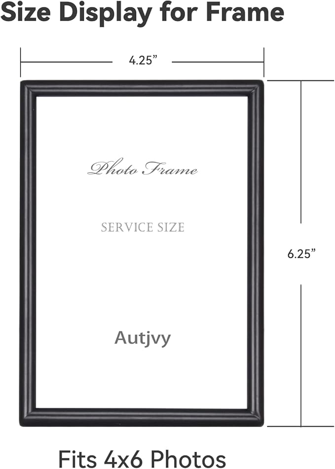 4x6 Picture Frame Matte Black Modern Simple Thin Aluminum Metal Photo Frame with HD Real Glass, Display for Tabletop and Wall Collage. (2 Pack)