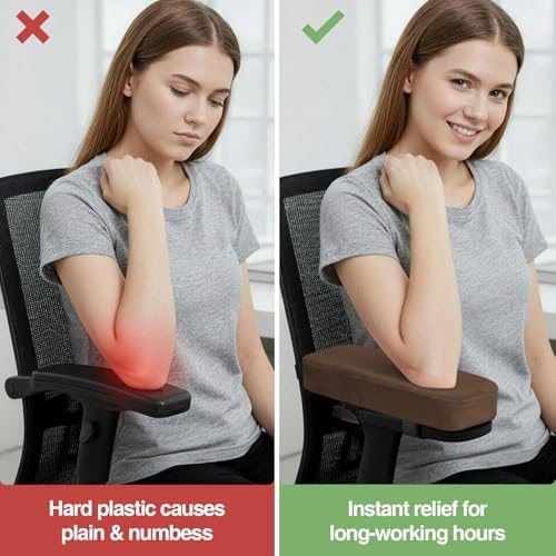 Smiry Memory Foam Office Chair Armrest Pads, Non-Slip Armrest Cushion