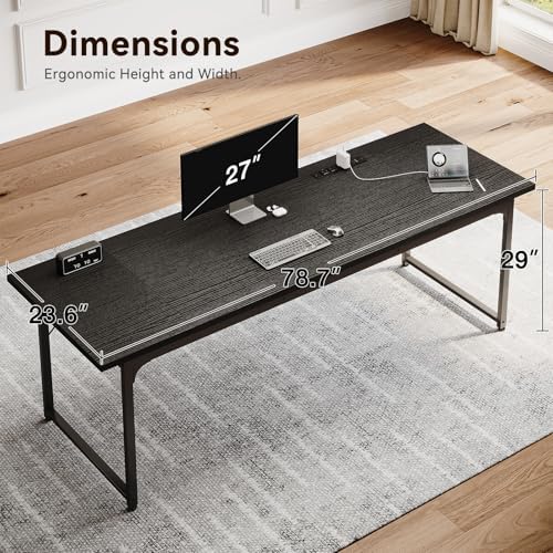 Coleshome 79 Inch Computer Desk with Power Outlet