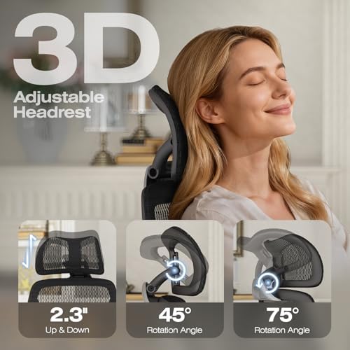 ELABEST X100 Ergonomic Mesh Office Chair, Big and Tall Home Desk Chair with 5D Flip-Up Arms, Adjustable 3D Lumbar Support, Gaming & Executive Computer Chair