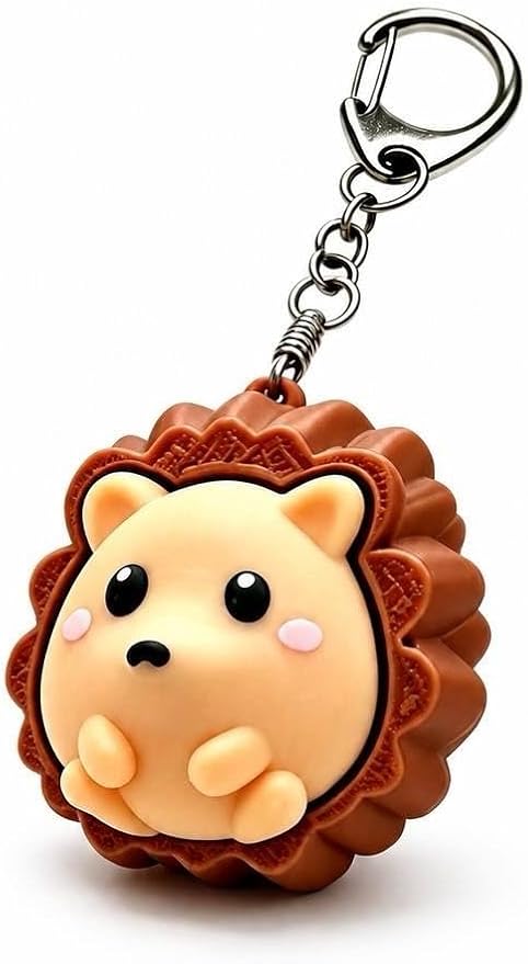 Cute Hedgehog Keycap Keychain, Kawaii 3D Character Clicker Fidget Toy, Mechanical Keyboard Keycap Charm for Backpack Bag Keys, Aesthetic Desk Decor Gift for Girls Women Kids