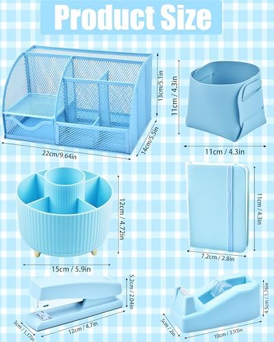 LXEVIHK Blue Desk Accessories 21-Piece Office Supplies Gift Set