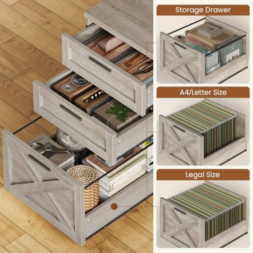 SEDETA 55.1" Farmhouse Desk with Hutch & 3 Storage Drawers