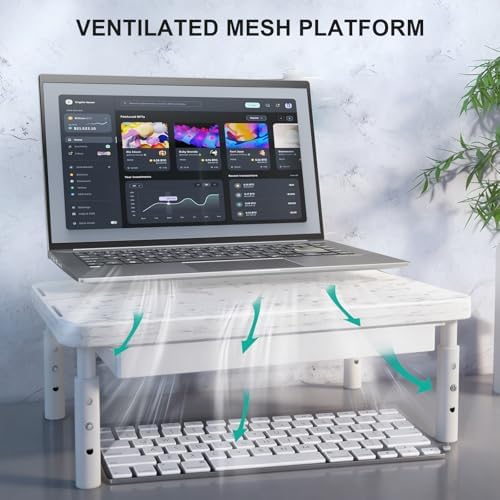 WALI Computer Monitor Stand with Storage, Monitor Riser 3 Height Adjustable