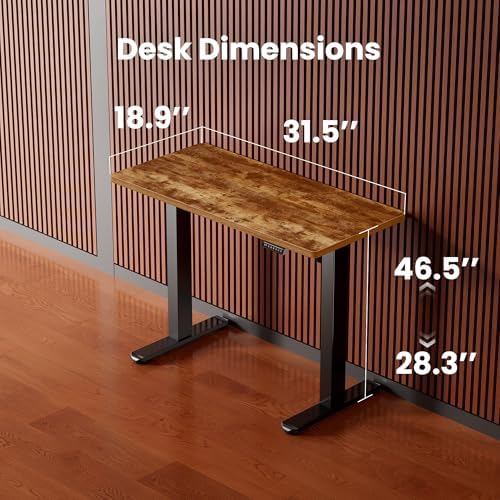 ErGear Height Adjustable Electric Standing Desk, 32 x 19 Inches Sit Stand up Desk, Memory Computer Home Office Desk, Vintage Brown