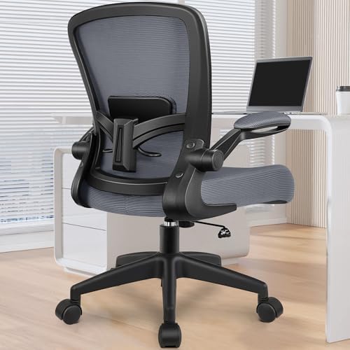 FelixKing Office Chair, Ergonomic Desk Chair Breathable Mesh Chairs Adjustable High Back Lumbar Support Flip-up Armrests, Executive Rolling Swivel Comfy Computer Chairs Home Office Dark Gray