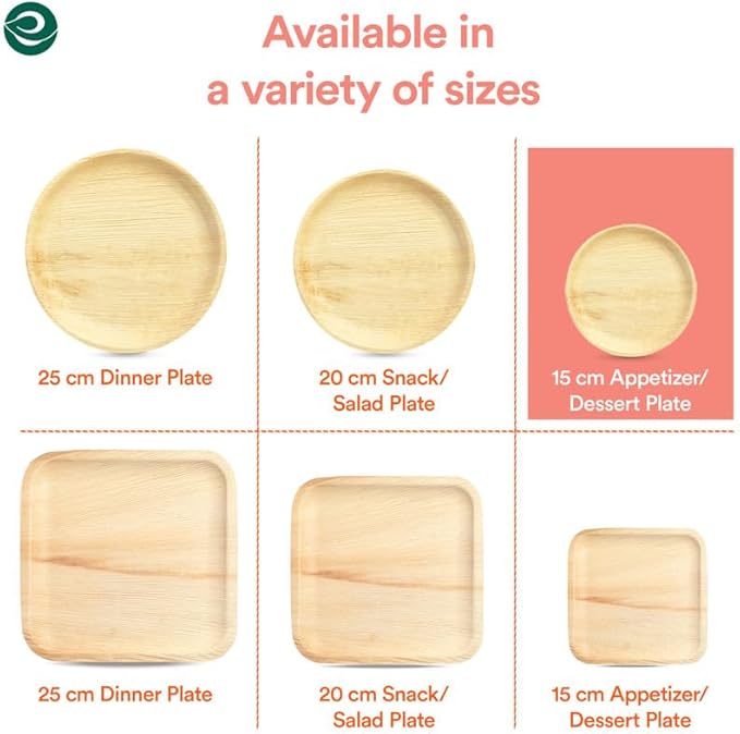 ECO SOUL Compostable 6 Inch Small Palm Leaf Round Plates (50 Count) Like Bamboo Plates|Biodegradable|Eco-Friendly, Microwave & Oven Safe