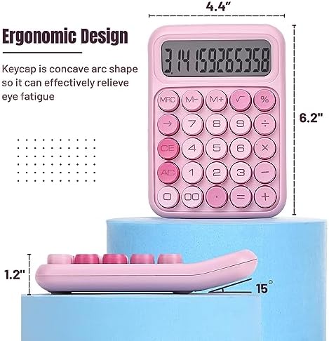 Mr. Pen- Mechanical Switch Calculator, 12 Digit Large LCD Display, Pink