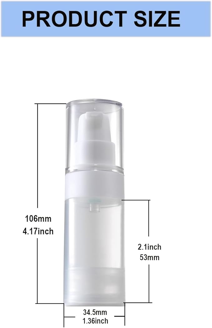 Airless Pump Bottles mini Travel Size Toiletry containers refillable Cosmetic containers Lotion Bottle with Pump TSA Approved(0.7oz/20ml 4 Pack)